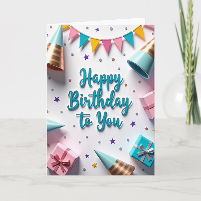 Festive Teal Script Card (Front)