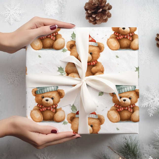 Festive Teddy Bears Wrapping Paper (Creator Uploaded)