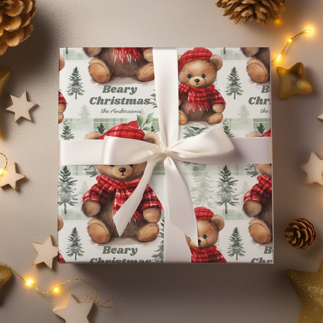 Festive Teddy Bears Wrapping Paper (Creator Uploaded)