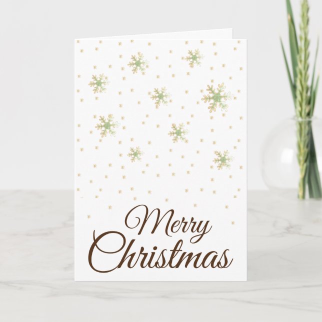 Festive Tender Snowflakes Merry Christmas Script Holiday Card (Front)