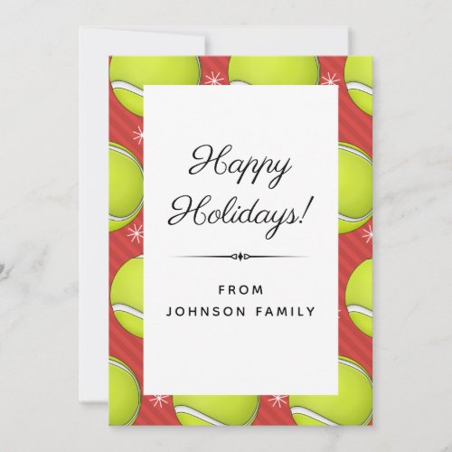 Festive Tennis Pattern Balls  Snowflakes Xmas Fun Holiday Card