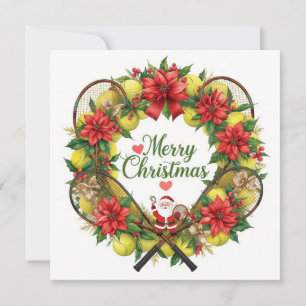 Festive Tennis Wreath for Christmas Holiday Card