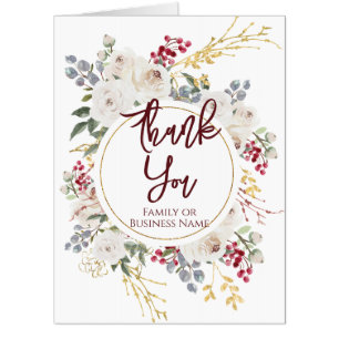 Festive Thank You Christmas Rose Floral Oversized Card
