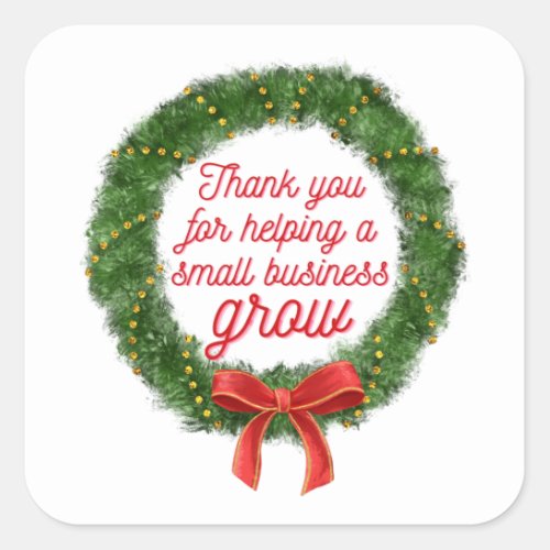 Festive Thank You Merry Christmas Small Business Square Sticker