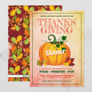 Festive Thanksgiving Dinner Party Invitations