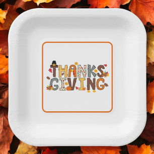Festive Thanksgiving Elements Paper Napkin Plates
