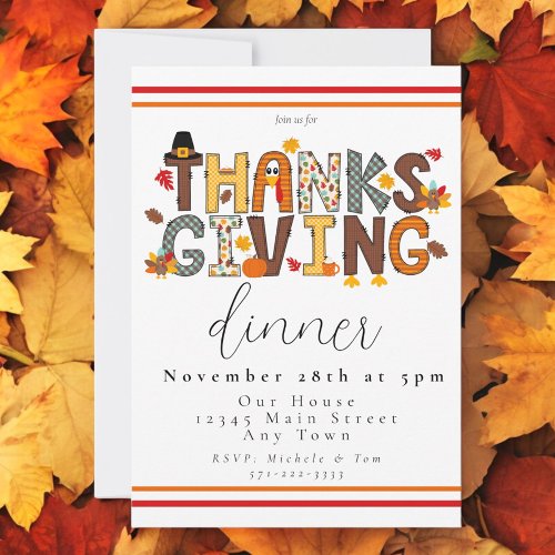 Festive Thanksgiving Theme Dinner Script Invitation