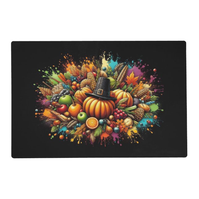 Festive Thanksgiving-Themed Place Mats (Front)