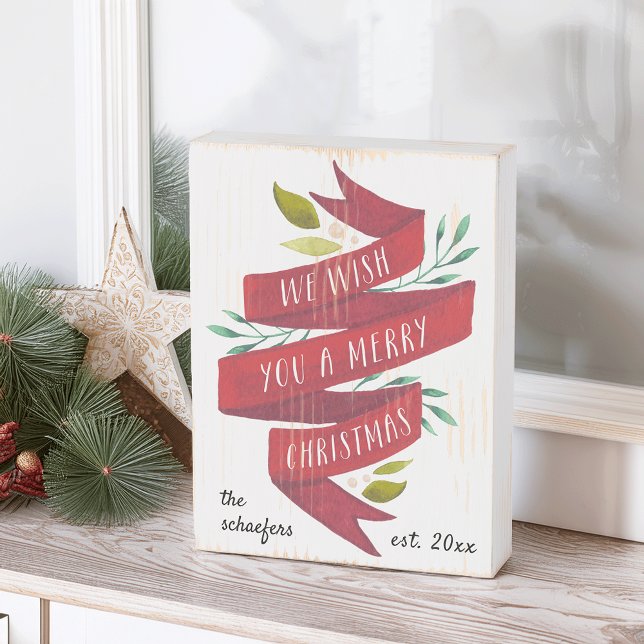 Festive Tidings | Personalized Christmas Holiday Wooden Box Sign (Creator Uploaded)