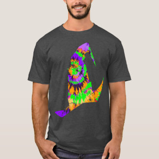 Festive Tie Dye Halloween Witch Hat Green Purple T-Shirt