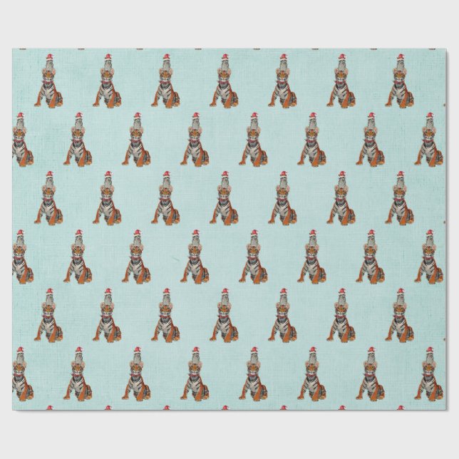FESTIVE TIGER & OWL Wrapping Paper (Flat)