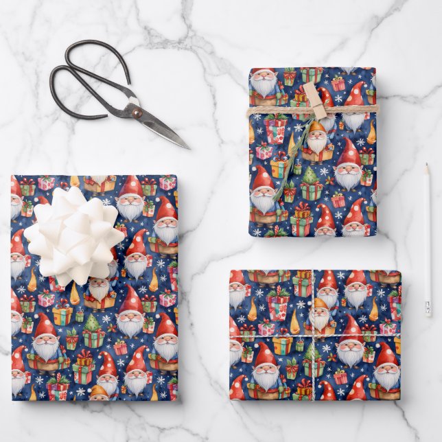 Festive tiled Christmas gnome  Wrapping Paper Sheets (Front)
