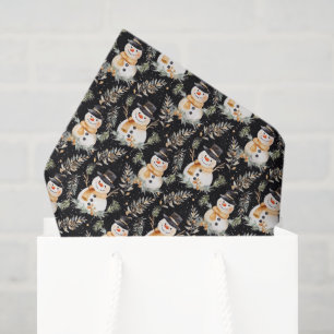 Festive tiled Christmas snowman pattern Tissue Paper