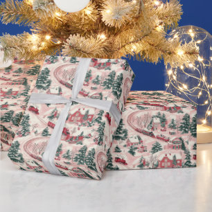 Festive tiled Christmas train pattern  Wrapping Paper