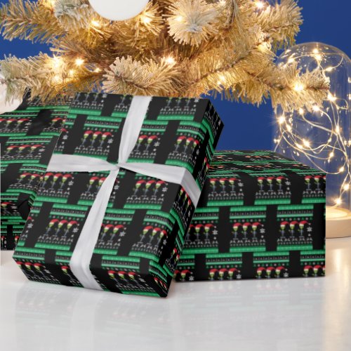 festive tiled Christmas ugly sweater aliens  Wrapping Paper