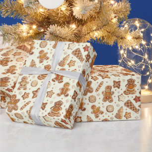 Festive tiled gingerbread Holiday  Wrapping Paper