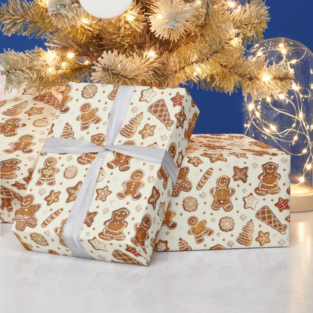 Festive tiled gingerbread Holiday  Wrapping Paper (Holidays)
