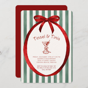 Festive Tinis and Tinsel Martini Christmas Party Invitation