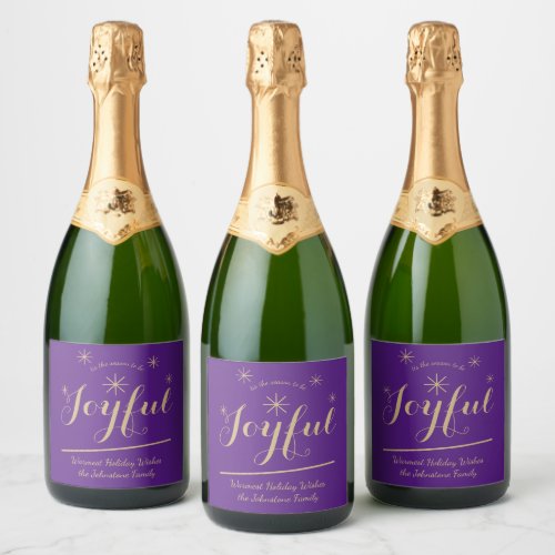 Festive tis the Season to be Joyful Elegant Gift Sparkling Wine Label