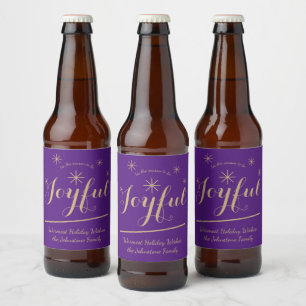 Festive tis the Season to be Joyful Modern Cool Beer Bottle Label