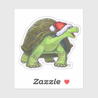 Festive Tortoise in a Santa Hat Sticker