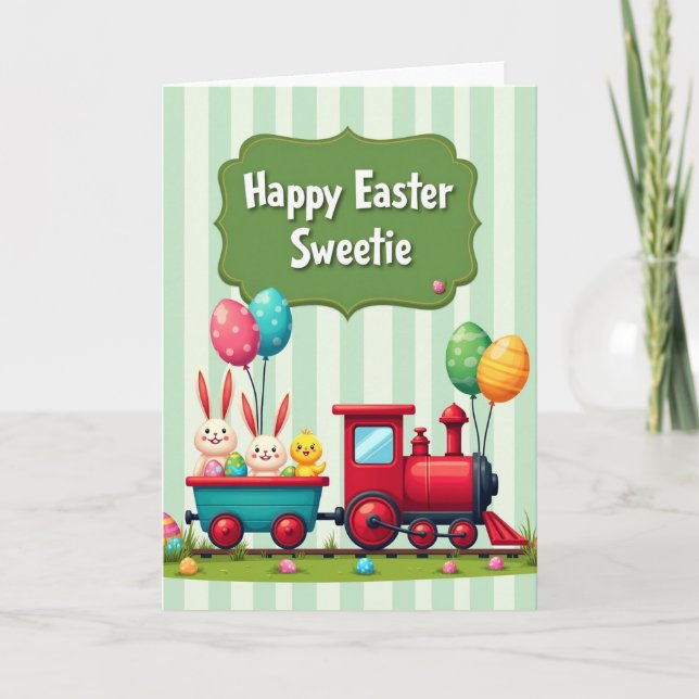 Festive Train Easter Greeting Card (Front)