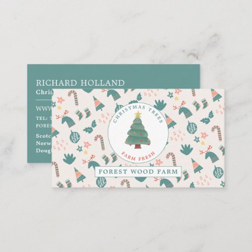 Festive Tree  Background Christmas Tree Sales Business Card