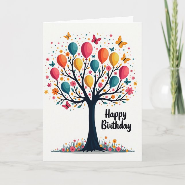 Festive Tree Birthday Card (Front)