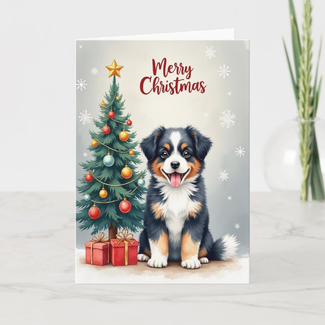 Festive Tree Dog Card (Front)