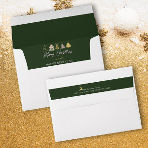 Festive Tree Doodles Green Holiday Envelope