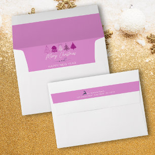 Festive Tree Doodles Light Purple Holiday Envelope