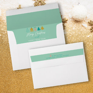 Festive Tree Doodles Retro Holiday Envelope