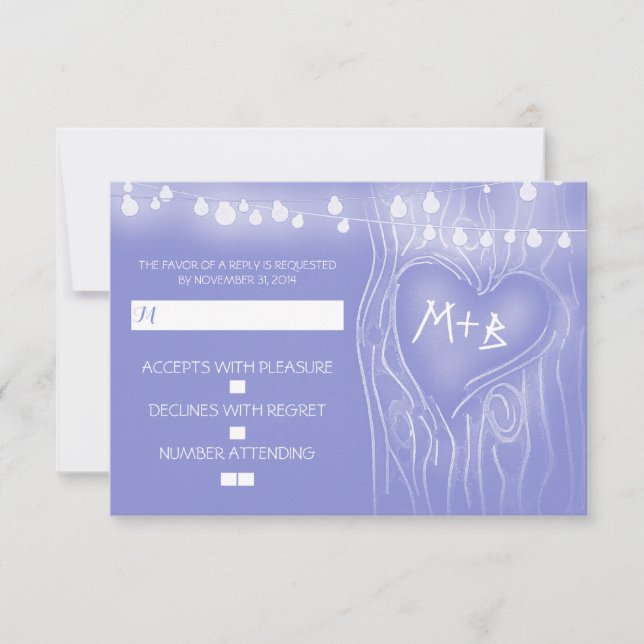Festive tree elegant wedding RSVP card (Front)