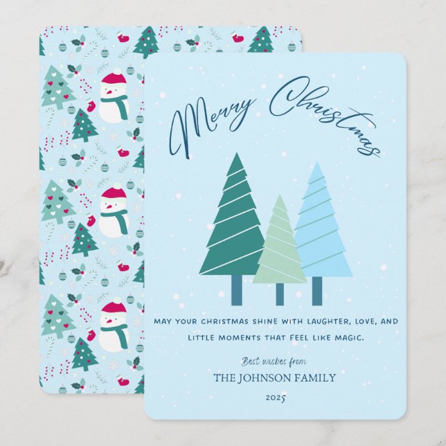 Festive Trees and Heartwarming Holiday Message Card (Front/Back)