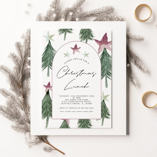 Festive Trees Arch Christmas Lunch Office Party Invitation