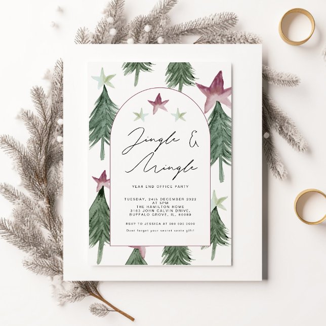 Festive Trees Arch Jingle and Mingle Office Party Invitation (Creator Uploaded)