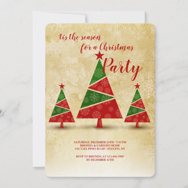 Festive Trees Christmas Party Invitations (Front)