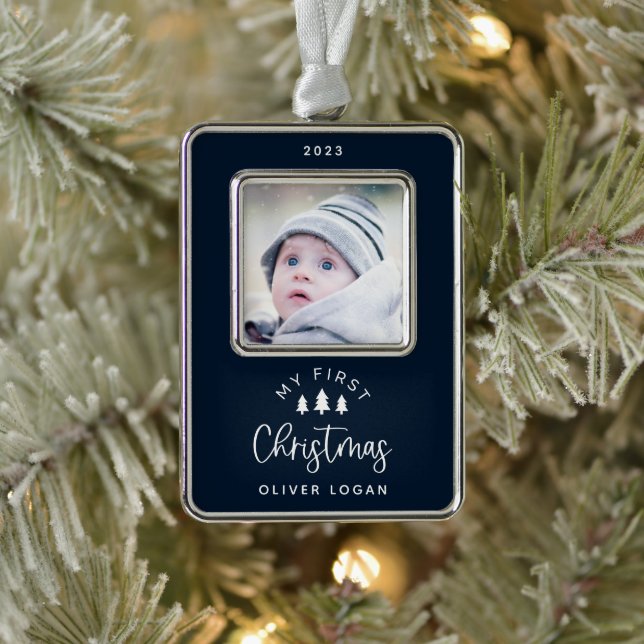 Festive Trees First Christmas Photo Christmas Ornament (Tree)