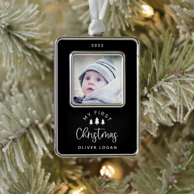 Festive Trees First Christmas Photo Christmas Ornament (Tree)