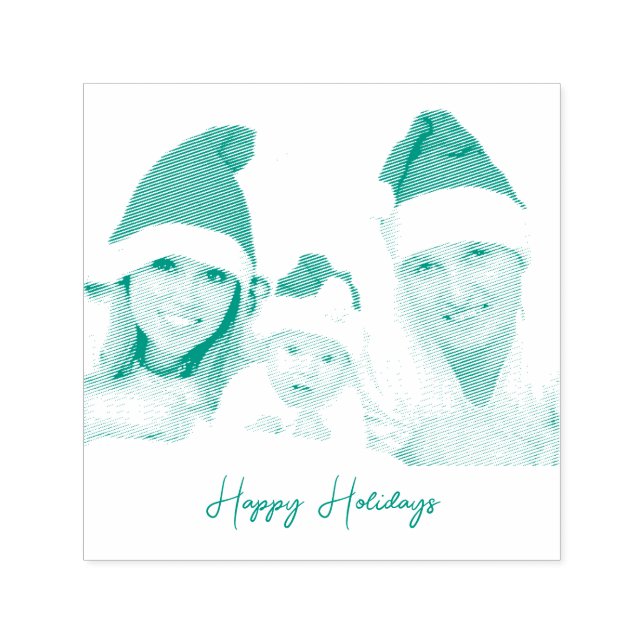 Festive Trendy Happy Holiday Photo Self-inking Stamp (Design)