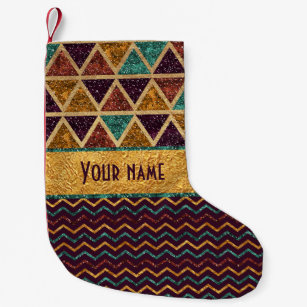 festive triangles chevrons faux glitter gold foil small christmas stocking - Modern Christmas Stockings festive triangles chevrons faux glitter gold foil small christmas stocking - Modern Christmas Stockings