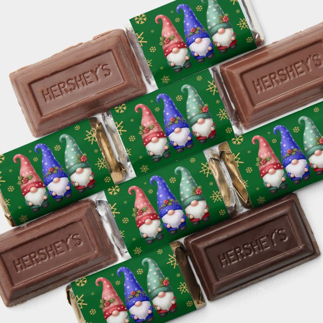 Festive Trio of Christmas Gnomes with Snowflakes Hershey's Miniatures (Assorted)