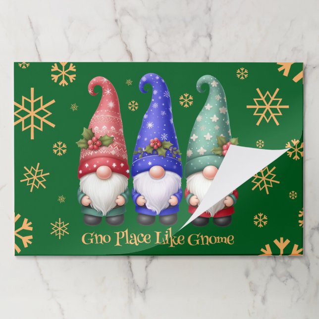Festive Trio of Christmas Gnomes with Snowflakes Paper Pad (Folded)