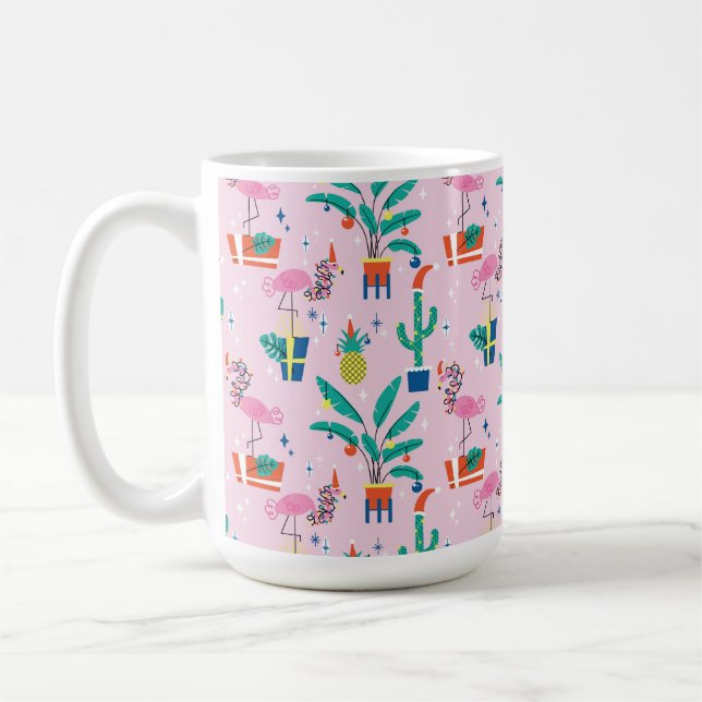 Festive Tropical Christmas Pattern Coffee Mug (Left)