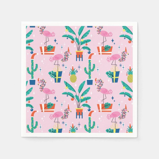 Festive Tropical Christmas Pattern Napkins (Front)