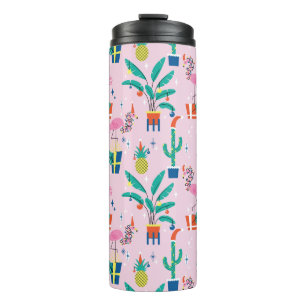 Festive Tropical Christmas Pattern Thermal Tumbler