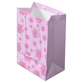 Festive Tropics Floral Monochrome Gift Bag Lt Pink