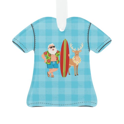 Festive Tropics Hawaiian Holiday Santa Surf Ornament