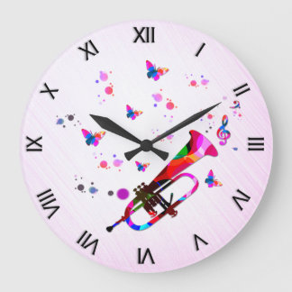 Festive Trumpet Large Clock