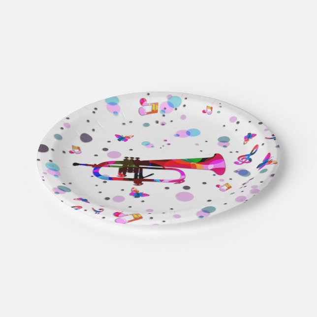 Festive Trumpet Paper Plates (Angled)